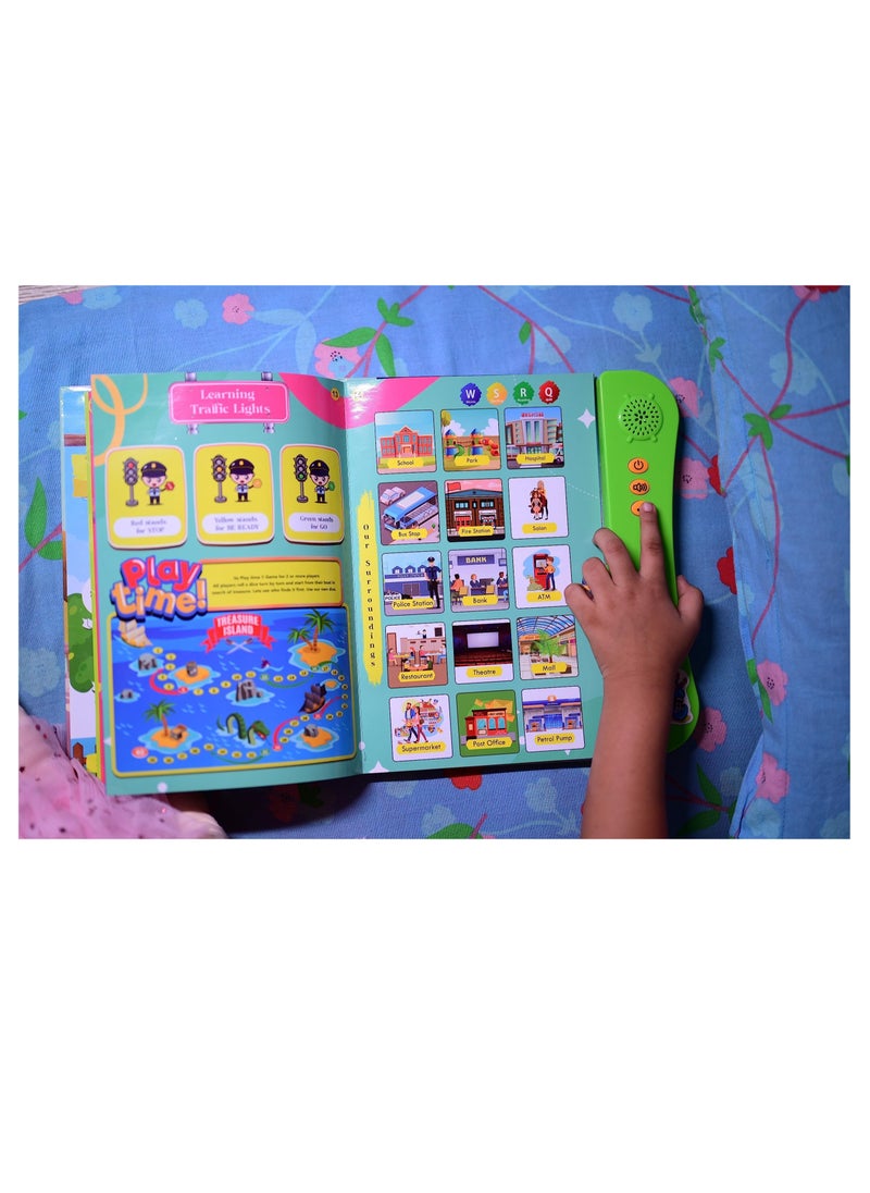 Kiddale - Pack of 2 Musical Interactive Children Sound Books My Home to Neighbourhood and Habits Ideal Gift for 3+ Years Baby E Learning Book Smart Intelligent Activity Books Musical Rhymes Talking Book - Image 1