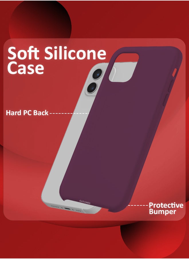 CATANES [for iPhone 12] 2 Pack Silicone Case and Camera Lens Protector Shockproof Protective Case Anti Scratch Smooth Case Cover/Tawny Port  - Image 2