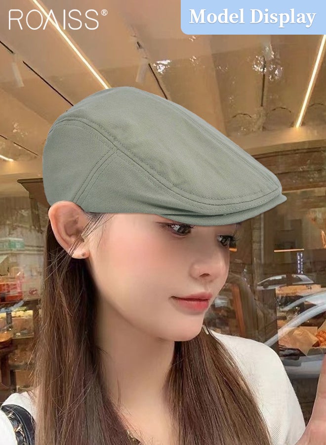 roaiss Casual Solid Color Beret for Men and Women, Retro and Simple Forward Cap, Comfortable and Breathable,Flat Cap Cabbie Hat Golf Ivy Irish Newsboy  - Image 2