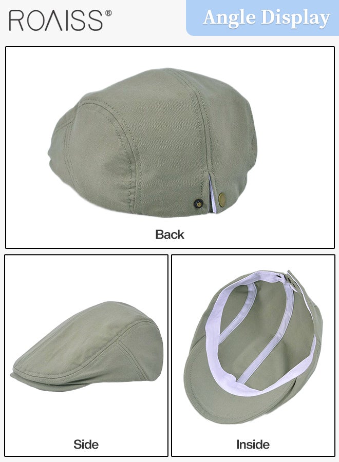roaiss Casual Solid Color Beret for Men and Women, Retro and Simple Forward Cap, Comfortable and Breathable,Flat Cap Cabbie Hat Golf Ivy Irish Newsboy  - Image 4
