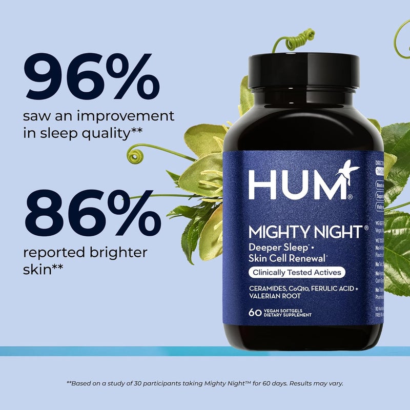 HUM Mighty Night  Nighttime Supplement for Skin  CoQ10  Ferulic Acid to Promote Skin Cell Turnover  Overnight Beauty Vitamins for Women 60Count - Image 4