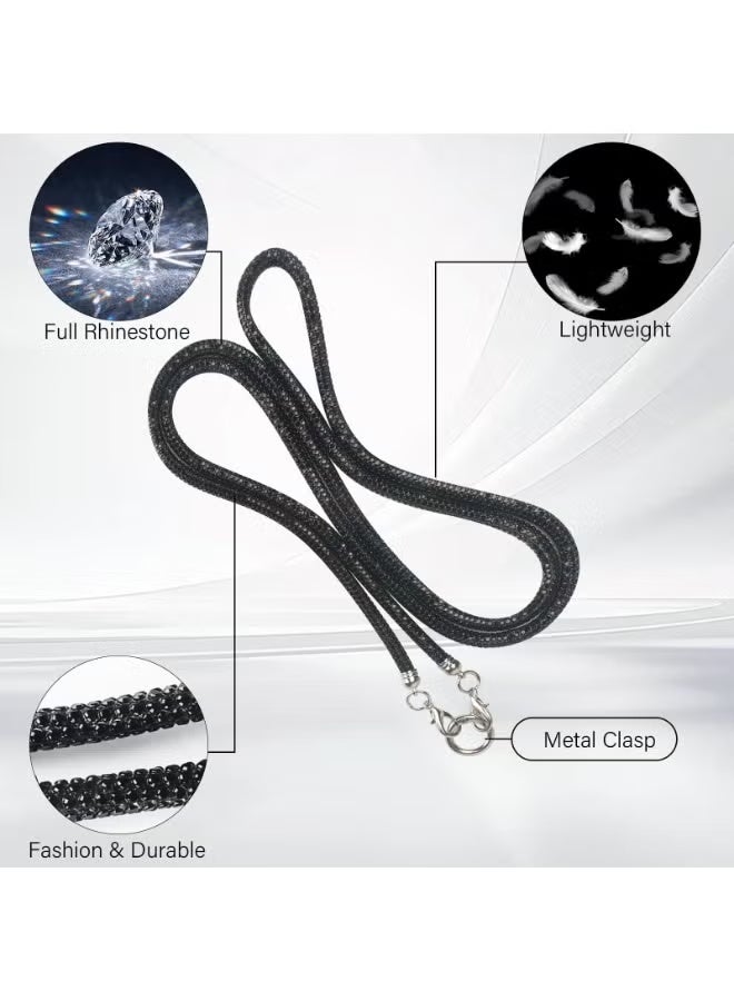 Phone Crossbody Lanyard, Crystal Phone Lanyard with Full Rhinestone Bling Glitter, Bling Phone Strap for Most Phone, iPad, Handbag,Wallet, Phone Neck Holder for Women (Black) - Image 5