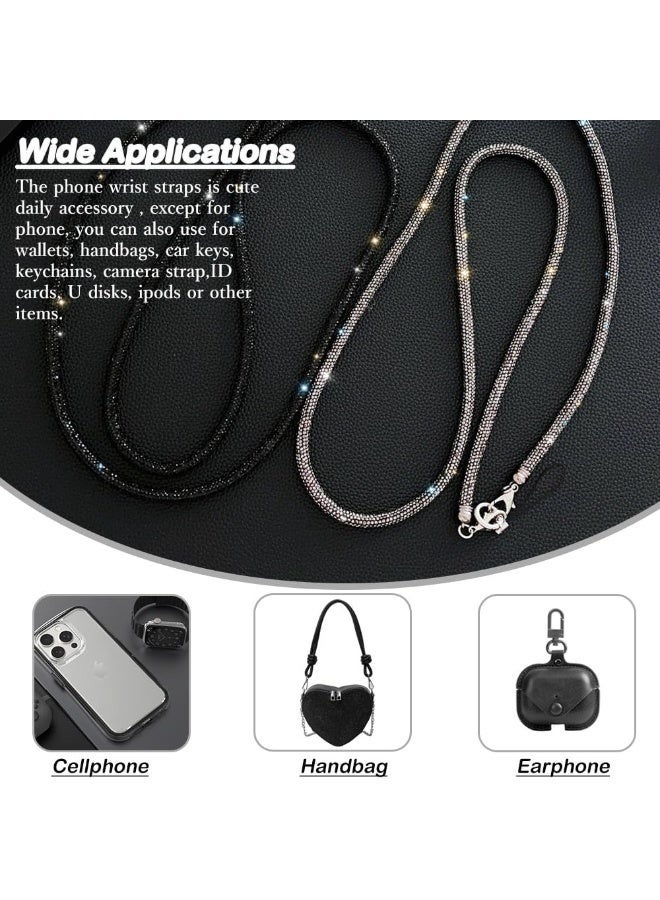 Phone Crossbody Lanyard, Crystal Phone Lanyard with Full Rhinestone Bling Glitter, Bling Phone Strap for Most Phone, iPad, Handbag,Wallet, Phone Neck Holder for Women (Black) - Image 3