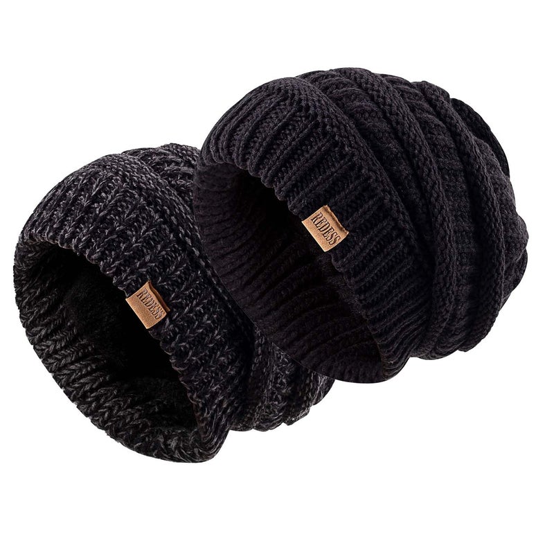 REDESS Slouchy Beanie Hat for Men and Women Winter Warm Chunky Soft Oversized Cable Knit Cap - Image 2