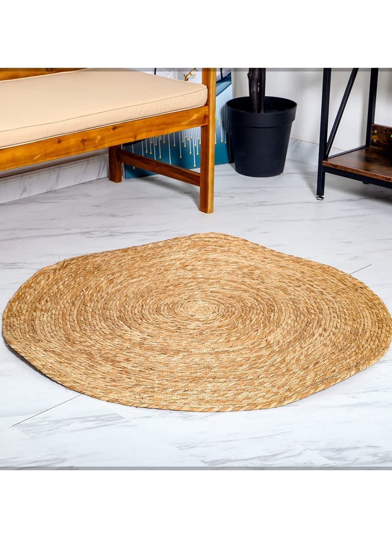 LINGWEI Jute Rug Round Area Rug Carpet Floor Mat Hand Woven Reversible Jute Rug Carpet Doormat Hand Braided Floor Mat Rugs For Kitchen Entryway Hallway Seagrass Rug  - Image 4