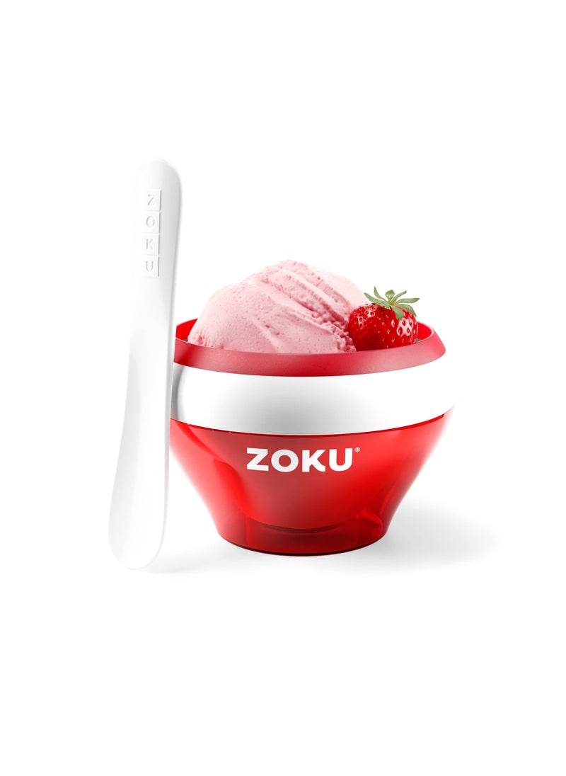 ZOKU ZOKU Ice Cream Maker Compact Make and Serve Bowl with Stainless Steel Freezer Core Creates Soft Serve Frozen Yogurt Ice Cream and More in Minutes BPAfree Red 