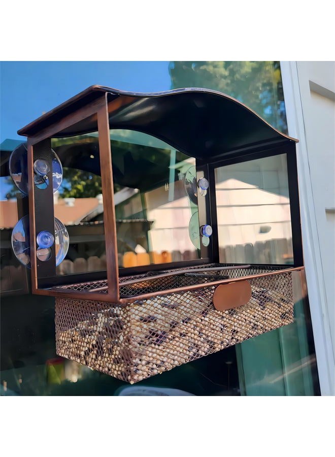 Lilyang Metal Window Bird Feeder, Window Bird Feeders for Outside with Strong Suction Cup, Wild Bird Watching Gift with Superb Bird-Watching View - Image 1