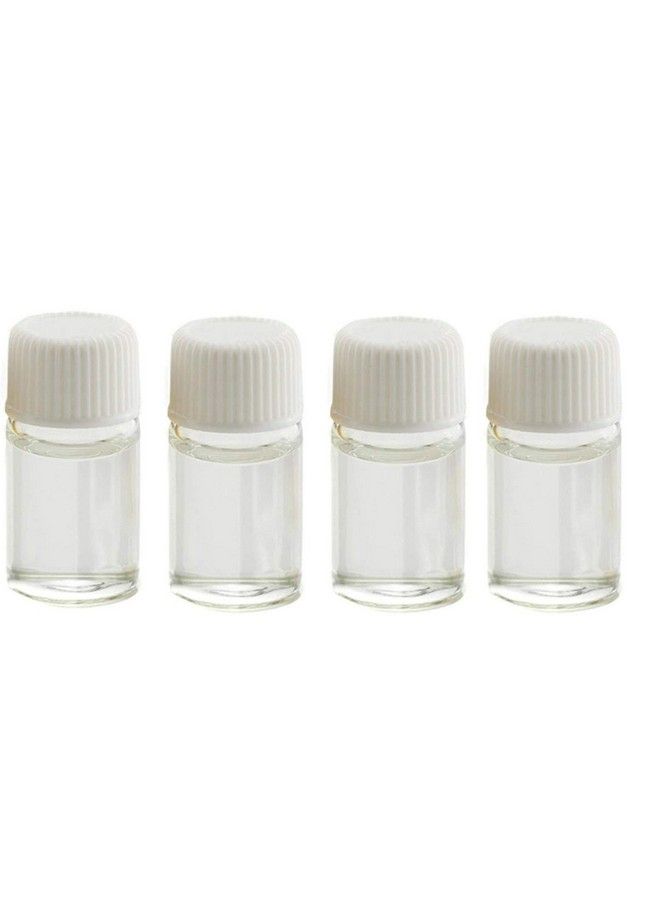 ASTRQLE 24Pcs 2Ml /2G Mini Small Ounce Clear Glass Bottle Container Jar Vial Pot For Chemistry Lab Essential Oil Smaple Liquid Water Cosmetic Makeup Storage Bottle With Orifice Reducer (White Cap)  - Image 2