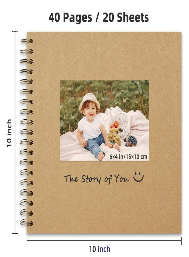 Yopih 10 x 10 Inch Hardcover Kraft Blank Page DIY Scrapbook Photo Album, 40 Pages (20 Sheets) - for Wedding Anniversaries, Family Memories, and Small Scrapbooking Projects - Image 2