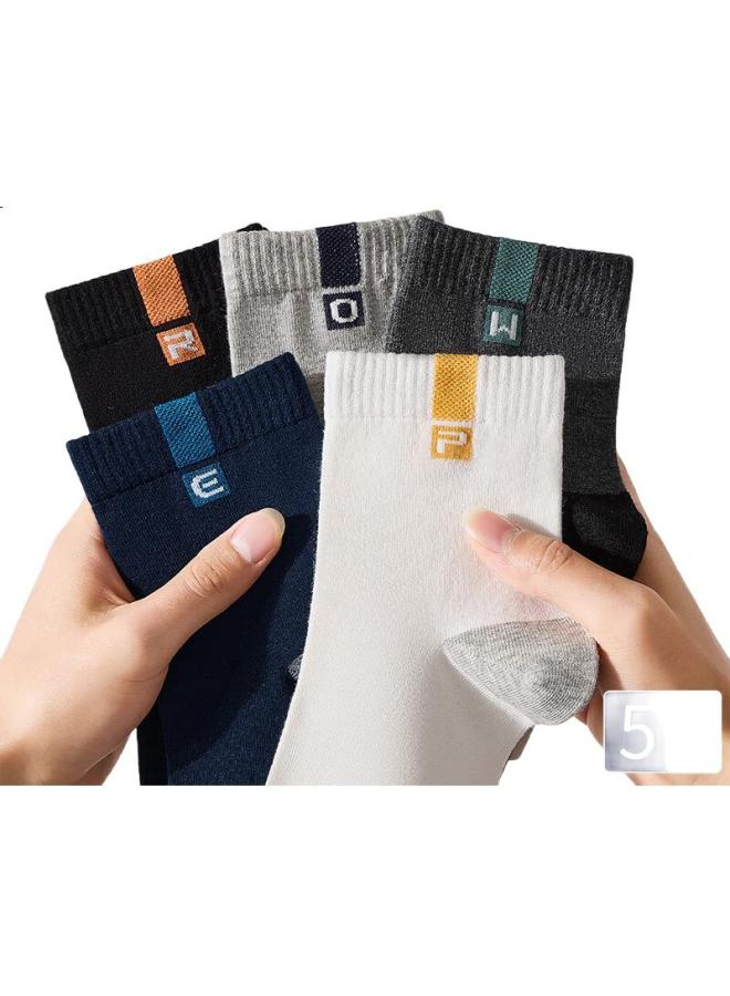 Threegun Men'S Socks 100% Cotton Antibacterial Mid-Calf Breathable Sports Socks - Image 1