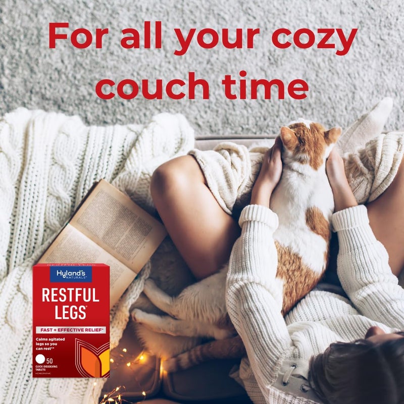 Hyland's أقراص هايلاندز للاسترخاء الساقين، تخفيف الحكة الطبيعية، الزحف، الوخز وحركة الساق، أقراص تذوب بسرعة، 50 حبة - Image 2