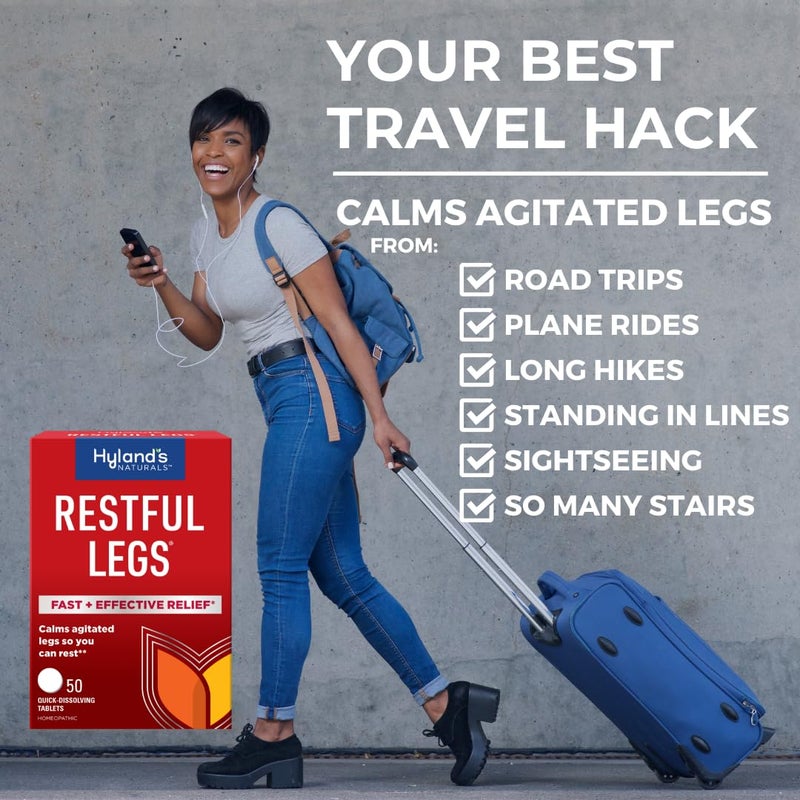 Hyland's أقراص هايلاندز للاسترخاء الساقين، تخفيف الحكة الطبيعية، الزحف، الوخز وحركة الساق، أقراص تذوب بسرعة، 50 حبة - Image 4