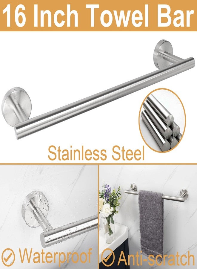 TocTen Bathroom Hardware Set, Thick Stainless Steel Bath Towel Bar Set Including Towel Rack for Bathroom+Toilet Paper Holder+3 Robe Towel Hooks Wall Mount Bathroom Accessory Set(16IN,Brushed Nickel) - Image 3