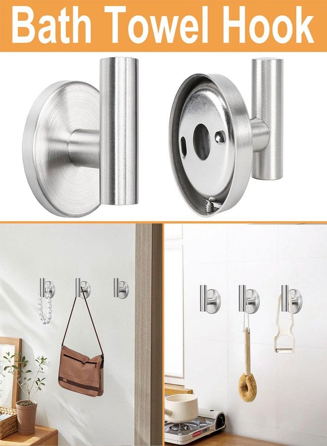 TocTen Bathroom Hardware Set, Thick Stainless Steel Bath Towel Bar Set Including Towel Rack for Bathroom+Toilet Paper Holder+3 Robe Towel Hooks Wall Mount Bathroom Accessory Set(16IN,Brushed Nickel) - Image 5