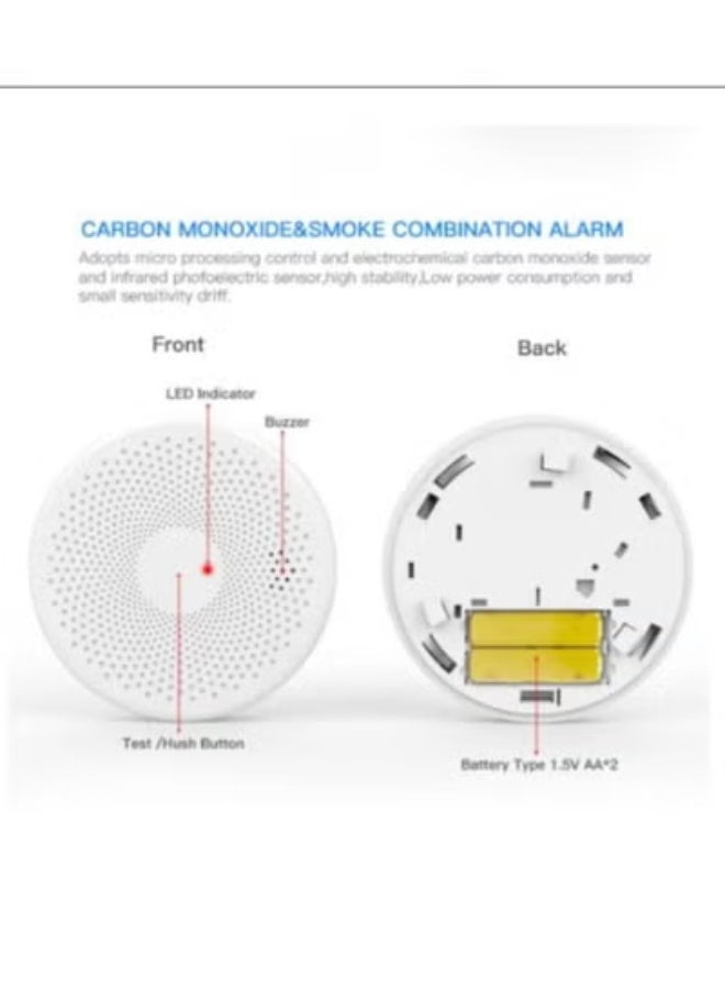 AROAQ Tuya-Carbon Monoxide Composite Security Alarm, Home Fire Detector, Battery Powered, Smart Life APP, Remote Control, WiFi - Image 4