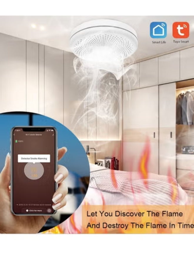 AROAQ Tuya-Carbon Monoxide Composite Security Alarm, Home Fire Detector, Battery Powered, Smart Life APP, Remote Control, WiFi - Image 2
