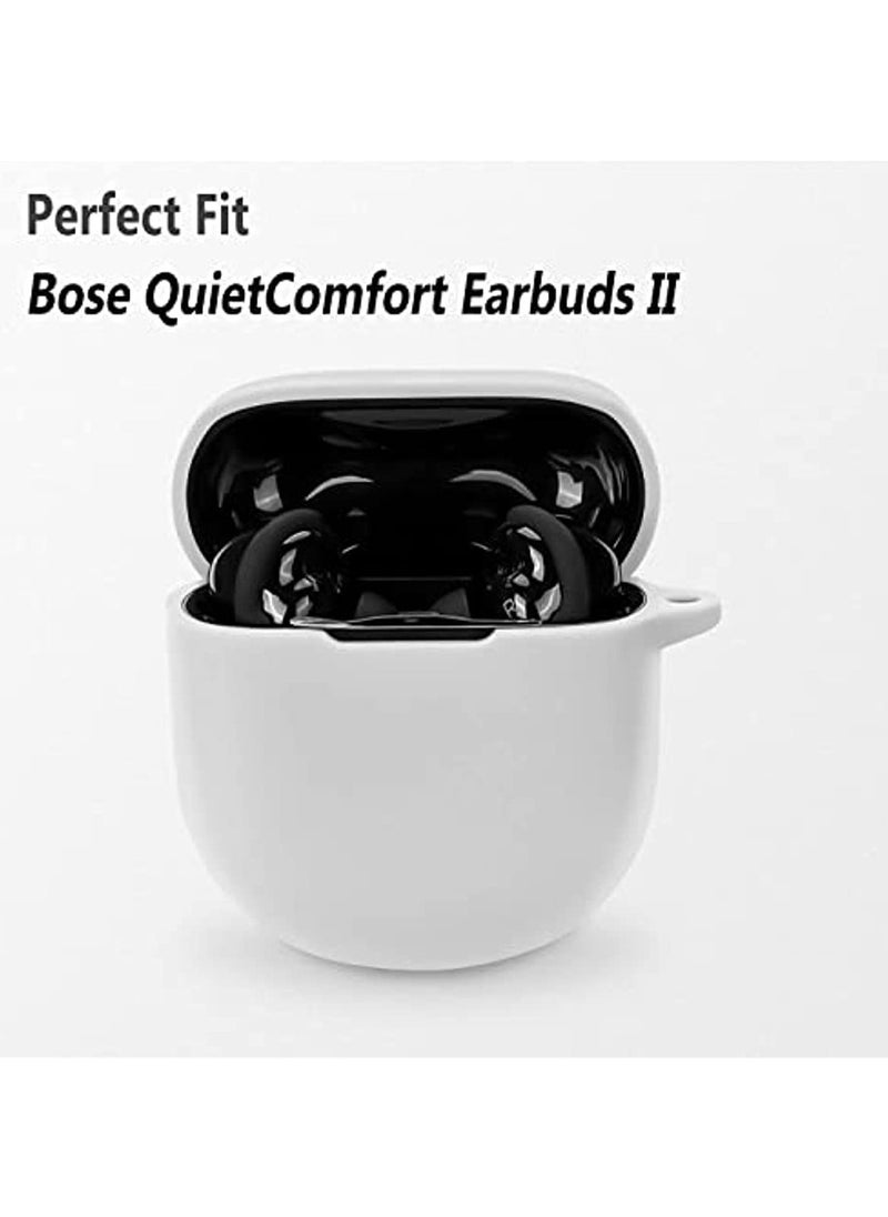 OIMG Silicone Protective Cover With Carabiner For Bose Quietcomfort Earbuds Ii (White)  - Image 3