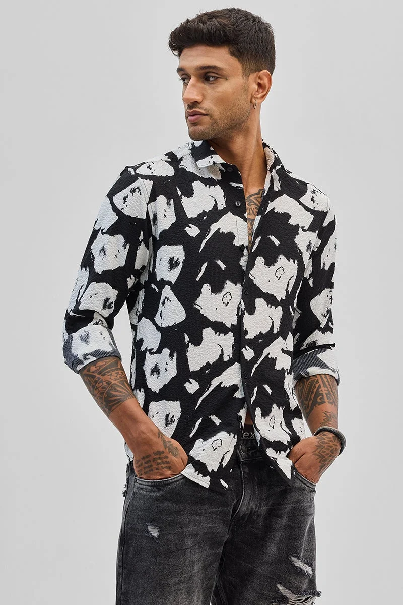 سنيتش قميص بطبعة تجريدية سوداء