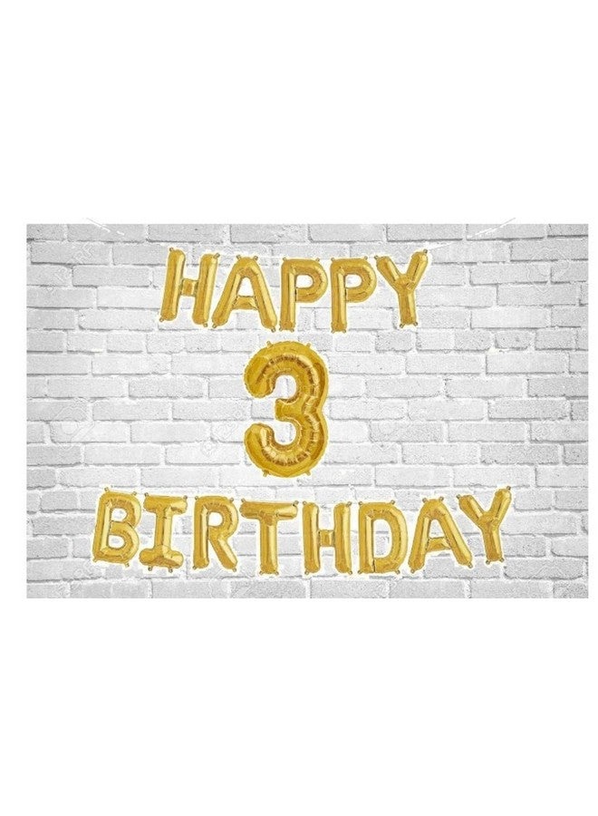 Balloonistics Happy Birthday Letter Golden Foil Balloons and Number Golden Foil Balloon for Party Decoration (Number 3) - Image 1