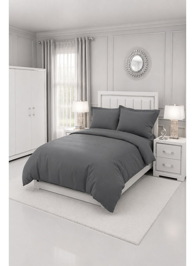 Premium Plain Grey Comforter Bedding Set with Fitted Bedsheet & Pillow Covers, Soft Luxury Bed Set for Single, Full, Queen & King Size