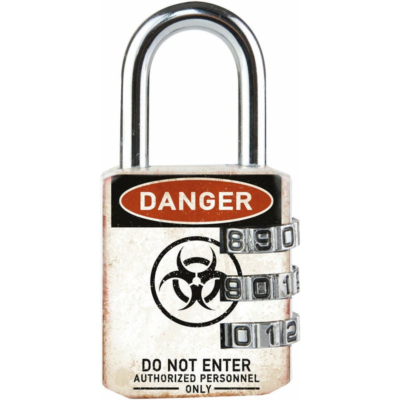 Master Lock Danger Warning Print Padlock, 30mm, Silver