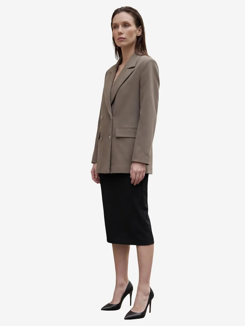 MY FASHION Khaki Green MY FASHION Buttoned Blazer Jacket for Women | Best Price UAE