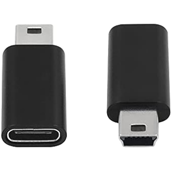 rayihni USB C TO MINI USB ADAPTER, MINI USB TO USB C ADAPTER, USB C TYPE C FEMALE TO MINI USB MALE CONNECTOR COMPATIBLE LAPTOPS/TABLETS, MP3 PLAYERS, DIGITAL CAMERAS ETC (BLACK) - Image 2