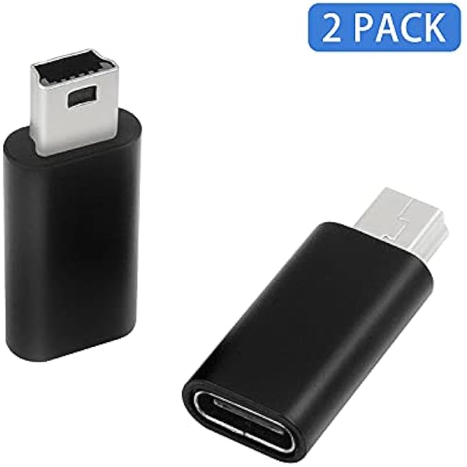 rayihni USB C TO MINI USB ADAPTER, MINI USB TO USB C ADAPTER, USB C TYPE C FEMALE TO MINI USB MALE CONNECTOR COMPATIBLE LAPTOPS/TABLETS, MP3 PLAYERS, DIGITAL CAMERAS ETC (BLACK) - Image 3