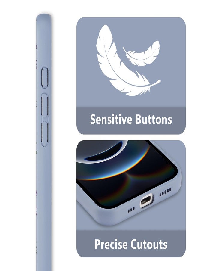 RALEAVO جراب RALEAVO مزين بالزهور لهاتف iPhone 16e، غطاء حماية من السيليكون السائل المقاوم للصدمات، غطاء ناعم مزين بالزهور لهاتف iPhone 16e مقاس 6.1 بوصة، رمادي - Image 4