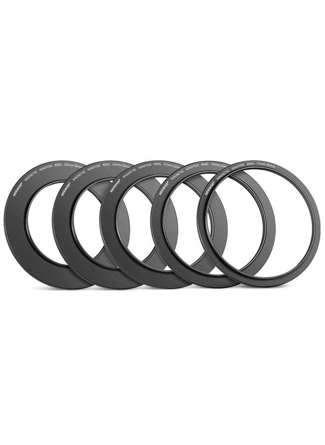 Neewer - NEEWER Magnetic Step Up Filter Ring Adapter Kit: 58-82, 62-82, 67-82, 72-82, 77-82 Lens Filter Adapters, Compatible with K&F NEEWER Magnetic 82mm Filters on 77mm/72mm67mm/62mm/58mm Camera Lens - Image 1