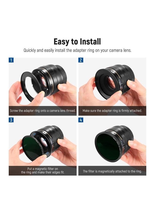 Neewer - NEEWER Magnetic Step Up Filter Ring Adapter Kit: 58-82, 62-82, 67-82, 72-82, 77-82 Lens Filter Adapters, Compatible with K&F NEEWER Magnetic 82mm Filters on 77mm/72mm67mm/62mm/58mm Camera Lens - Image 1