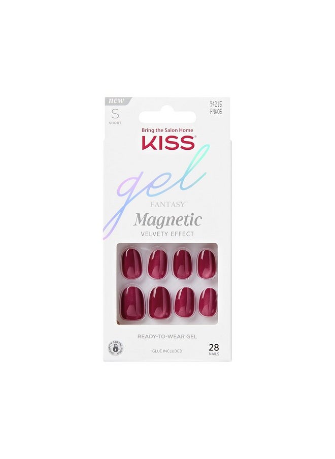 كيس - أظافر KISS Gel Fantasy المغناطيسية القصيرة القابلة للضغط، "Set Us Free"، حمراء، شكل بيضاوي، تتضمن 28 ظفرًا صناعيًا، غراء أظافر 2 جرام، عصا مانيكير واحدة، مبرد أظافر صغير واحد - Image 1