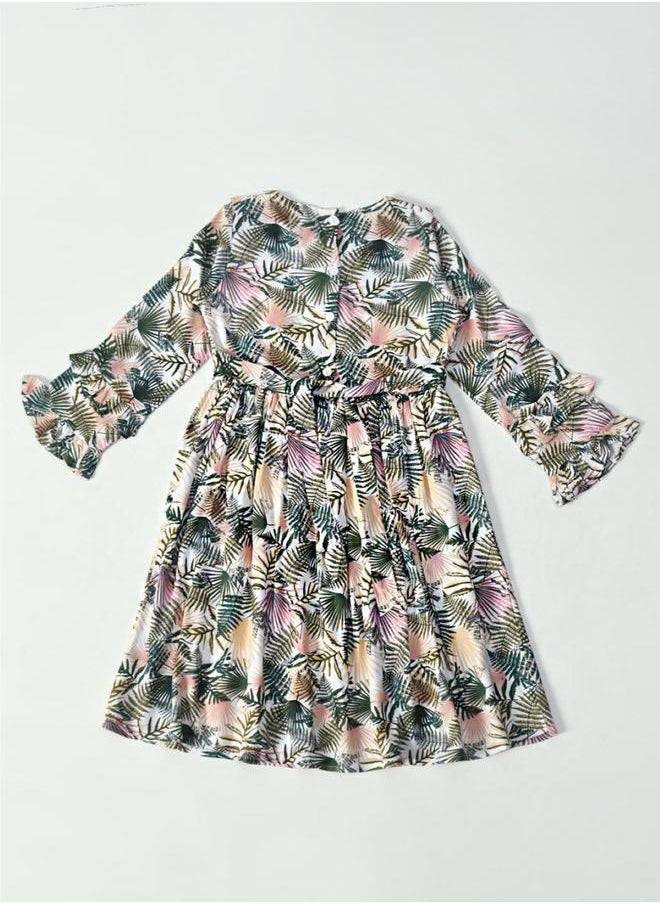 BELLA MODA - All-Over Print Button Detail Long Sleeves Dress by Styli - Image 1