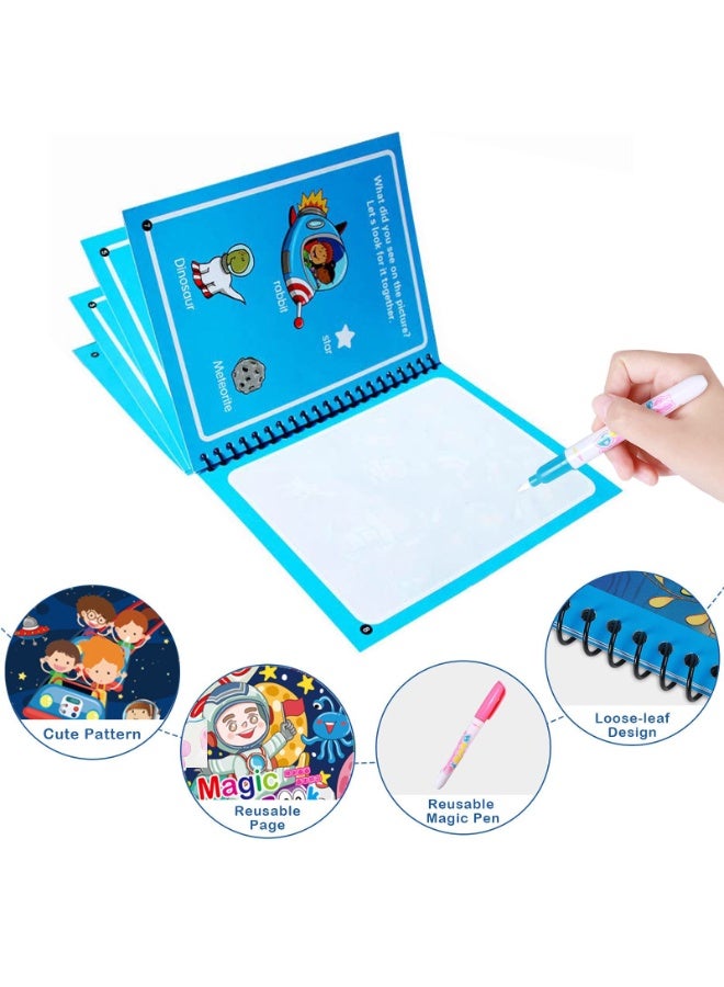 HEADVANA 6Pack Water Colouring Book, Water Coloring Magic Book,Reusable Cartoon Water Paint Book with 6 Pens - Image 5