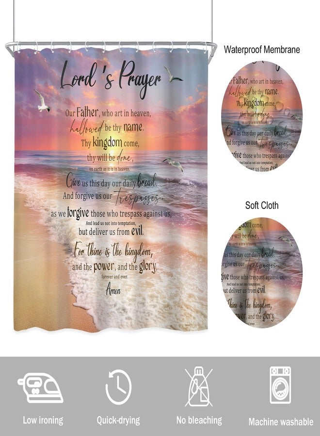 Newsely Beach Ocean Bible Verse Shower Curtain 72Wx72L Inch Pink Orange Sunset Inspirational Scripture Quote Seascape Bathroom Set Summer Seaside Girl Waterproof Bath Decoration Accessories Home Decor - Image 5