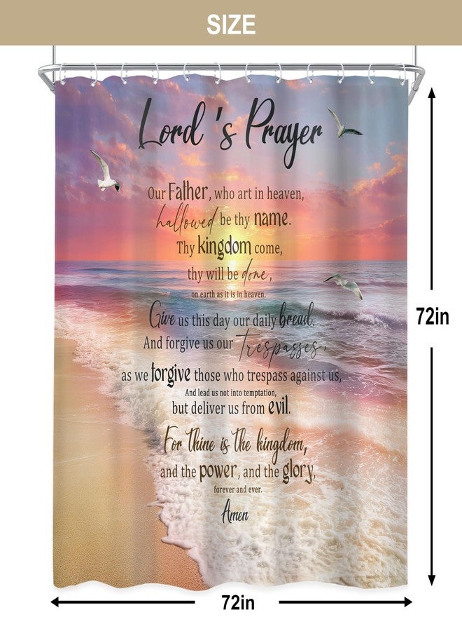 Newsely Beach Ocean Bible Verse Shower Curtain 72Wx72L Inch Pink Orange Sunset Inspirational Scripture Quote Seascape Bathroom Set Summer Seaside Girl Waterproof Bath Decoration Accessories Home Decor - Image 4