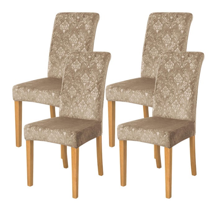 Chair Covers for Dining Chairs Set of 4Velvet Beige Stretch Dining Room Chair Cover Kitchen Parsons Chair Slipcovers Pack of 4 Velvet Beige