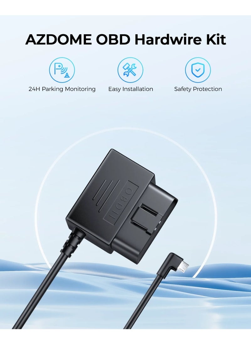 أزدوم مجموعة توصيل OBD من AZDOME لكاميرا القيادة M550/M300S، كابل موقف بمنفذ Type-C، دعم مراقبة الوقوف على مدار 24 ساعة  - Image 2