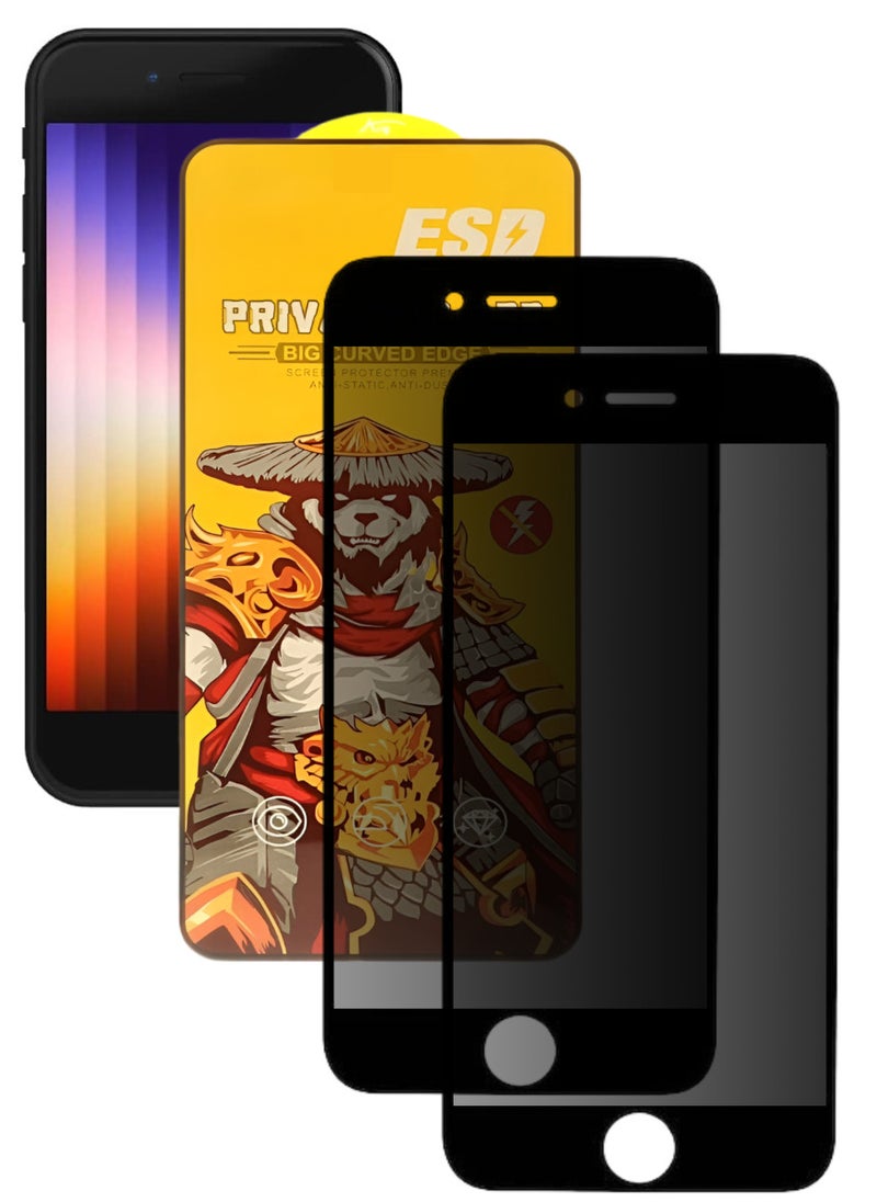 ESD 2 Pieces Tempered Dustproof Privacy Glass Screen Protector Compatible For iPhone SE  - Image 1