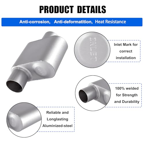 Floshine Universal Mufflers,Performance Automotive Exhaust Muffler，Single Chamber 2.25 inch inlet (ID) 2.25 inch outlet (ID) FH72441 - Image 3