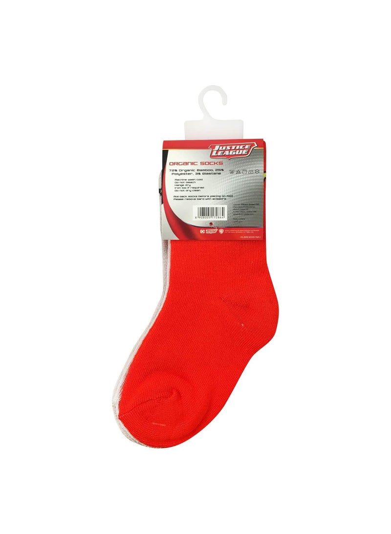 Justice League Wonder Women Bamboo Cotton Sock, Solid 2-4 Y - Yellow/Grey/Red Pack of 3  - Image 2