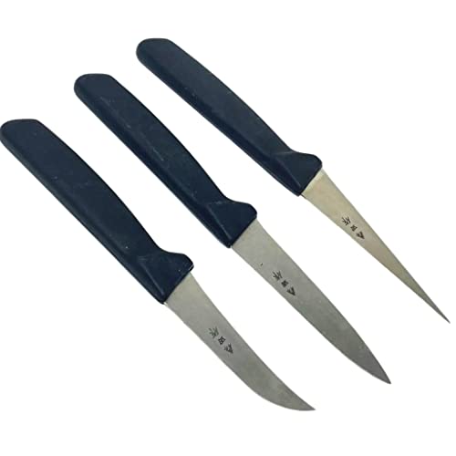 Bridge2shopping Stainless Steel Fruit and Vegetable Carving Knives with Plastic Handle, Set of 3, Black and Silver - Image 1