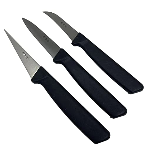 Bridge2shopping Stainless Steel Fruit and Vegetable Carving Knives with Plastic Handle, Set of 3, Black and Silver - Image 3