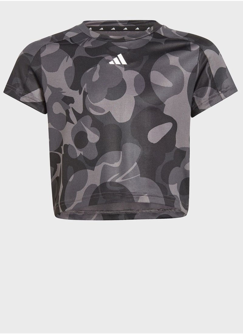 Adidas - Junior Girls Train Essential All Over Printed T-shirt - Image 1