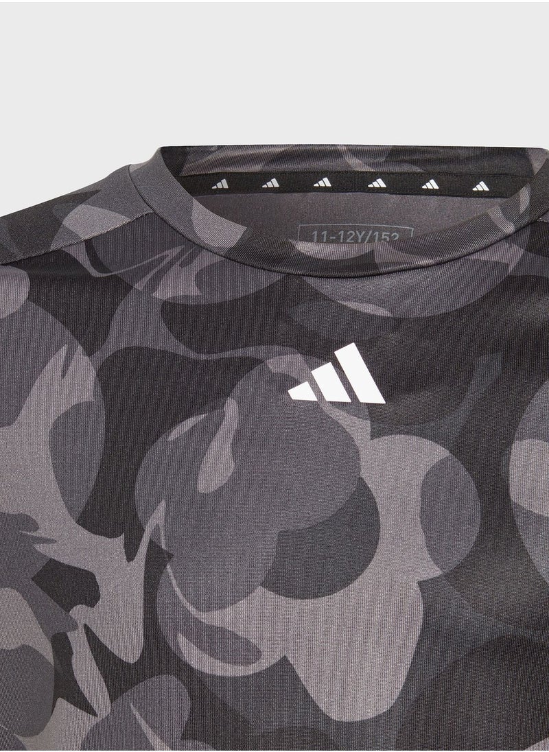 Adidas - Junior Girls Train Essential All Over Printed T-shirt - Image 1