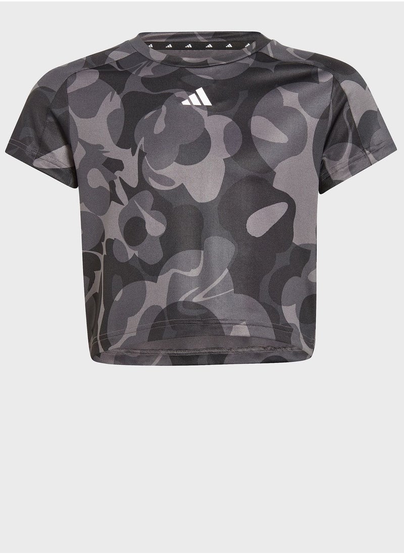 Adidas - Junior Girls Train Essential All Over Printed T-shirt - Image 1