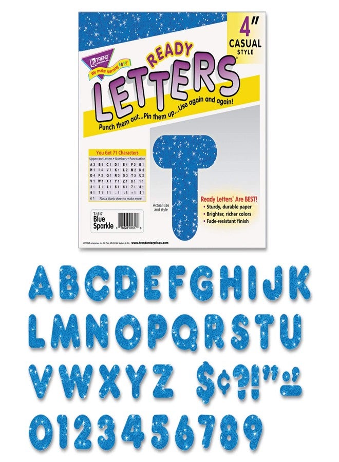 Trend Enterprises Blue Sparkle 4" Uppercase Punch-Out Ready Letters Set by TREND Enterprises, Inc. - Image 1