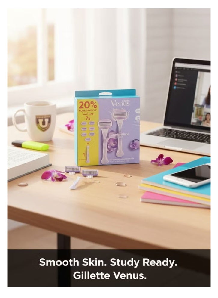 فينوس جيليت فينوس كومفورت جلايد بريز ماكينة الحلاقة النسائية مقبض واحد + 7 شفرات تبديل - Image 5