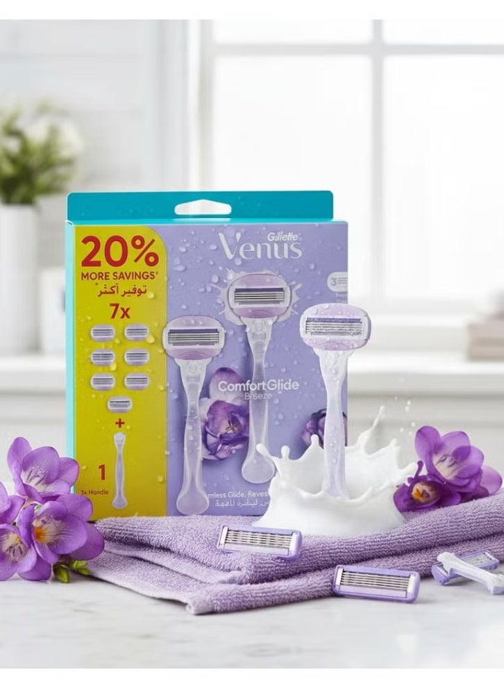 فينوس جيليت فينوس كومفورت جلايد بريز ماكينة الحلاقة النسائية مقبض واحد + 7 شفرات تبديل - Image 3