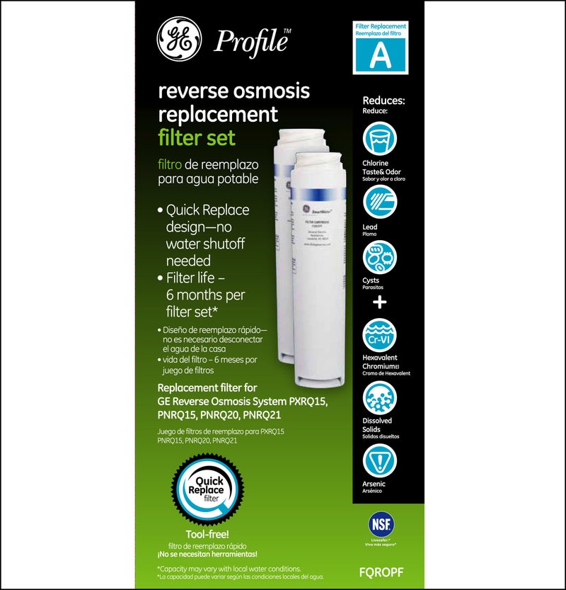 GE Profile FQROPF Under Sink Water Filter Replacement for Reverse Osmosis System Reduces Sediment, Rust & Other Impurities Replace Every 6 Months for Best Results 2 Filters - Image 2